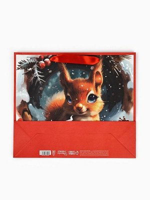 Пакет подарочный новогодний бумажный «С Новым Годом», 31x26x11 см