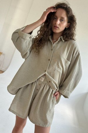 Костюм женский  SET019/33/Оливковый, белый