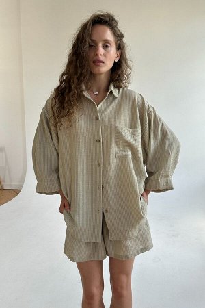 Костюм женский  SET019/33/Оливковый, белый