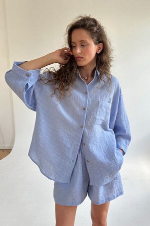 Костюм женский  SET019/32/Голубой, белый