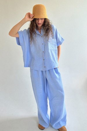 Костюм женский  SET094/01/Голубой, белый