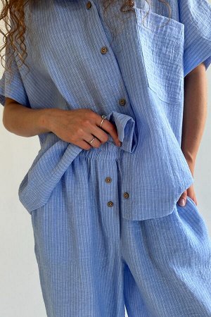 Костюм женский  SET094/01/Голубой, белый