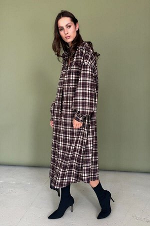 Рубашка удлиненная  AUTUMN046/04/Бордовый, белый