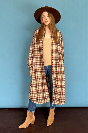 Рубашка удлиненная  AUTUMN046/02/Бежевый, коричневый