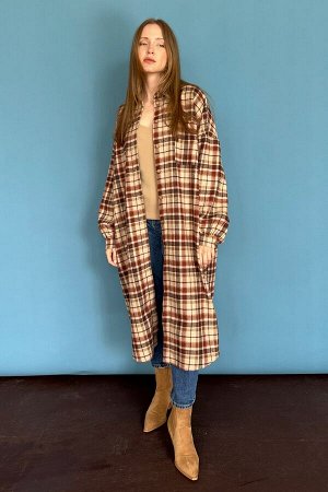 Рубашка удлиненная  AUTUMN046/02/Бежевый, коричневый
