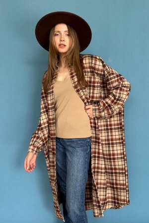Рубашка удлиненная  AUTUMN046/02/Бежевый, коричневый