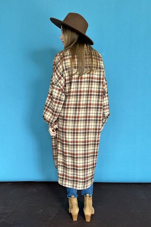 Рубашка удлиненная  AUTUMN046/02/Бежевый, коричневый