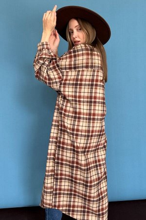 Рубашка удлиненная  AUTUMN046/02/Бежевый, коричневый