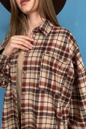 Рубашка удлиненная  AUTUMN046/02/Бежевый, коричневый