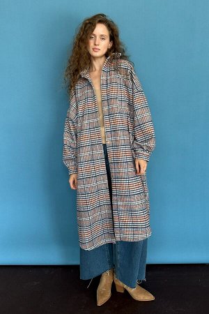 Рубашка удлиненная  AUTUMN046/01/Серый, белый