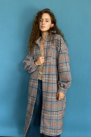 Рубашка удлиненная  AUTUMN046/01/Серый, белый