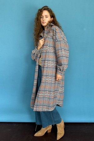 Рубашка удлиненная  AUTUMN046/01/Серый, белый