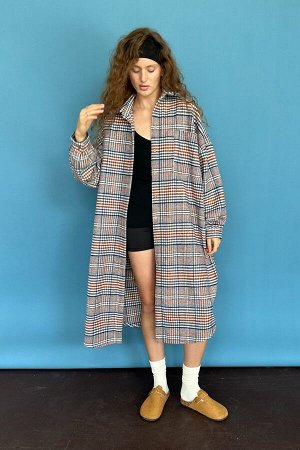 Рубашка удлиненная  AUTUMN046/01/Серый, белый