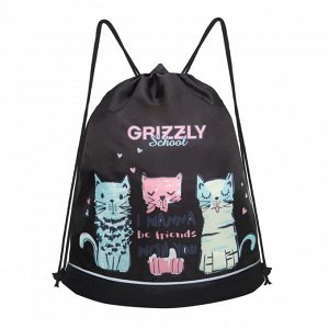 Мешок для обуви GRIZZLY с одним отделением, с боковым карманом, укрепленным дном, для школы, для девочки