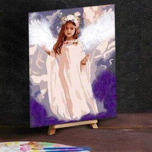 Картина по номерам с дополнительными элементами "Ангел в облаках", 30х40 см