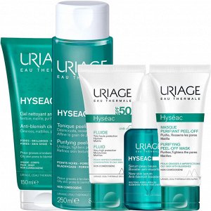Урьяж Программа Hyseac комплексный уход: гель 150 мл + лосьон 250 мл + эмульсия SPF50 50 мл + сыворотка 30 мл + маска-пленка 50 мл (Uriage, Hyseac)