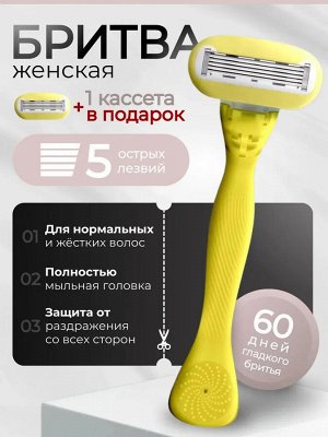 Женский станок для бритья с двумя запасками