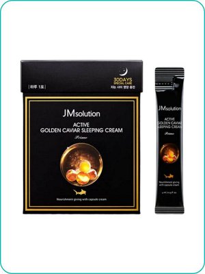 JMSolution Active Golden Caviar Sleeping Cream Prime Ночн. крем-маска с золотом+икрой 1кор(30шт*4мл) Ю. Корея