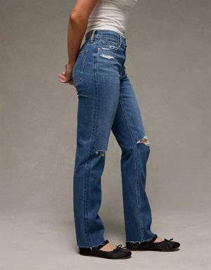 AE Stretch Ripped Super High-Waisted Straight Jean