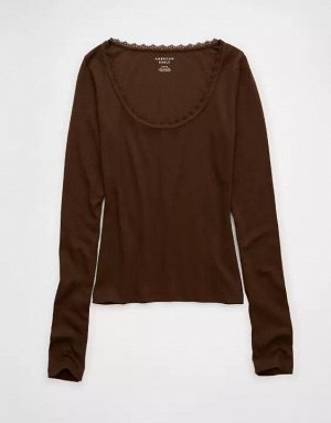AE Lace-Trim Long Sleeve T-Shirt