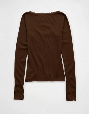 AE Lace-Trim Long Sleeve T-Shirt