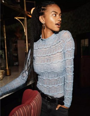 AE Long Sleeve Mock Neck Lace Bodysuit