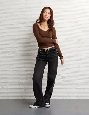 AE Lace-Trim Long Sleeve T-Shirt
