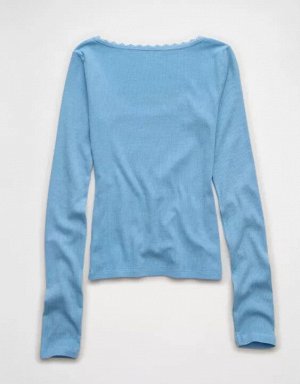 AE Lace-Trim Long Sleeve T-Shirt