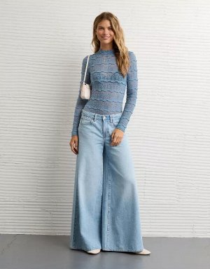 AE Long Sleeve Mock Neck Lace Bodysuit