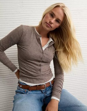 AE Long Sleeve Henley T-Shirt