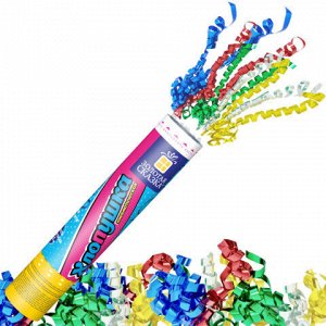 Хлопушка пневматическая 20 см "Party Popper", фольга, серпантин, ассорти, ЗОЛОТАЯ СКАЗКА, 592464