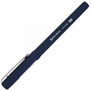 Ручка шариковая с грипом BRAUBERG "VIVID", СИНЯЯ, SOFT TOUCH покрытие, узел 0,7 мм, линия письма 0,35 мм, 144396