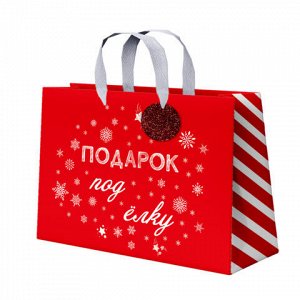 Пакет подарочный (1 шт.) новогодний, 27х11х20 см, "Новогодний подарок", ламинация, ассорти, ЗОЛОТАЯ СКАЗКА, 592449