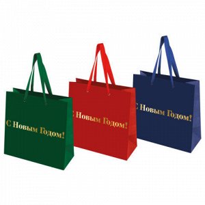 Пакет подарочный НАБОР 3 шт., новогодний, 20х8х20 см, "Business X-Mas Kraft", ЗОЛОТАЯ СКАЗКА, 592425