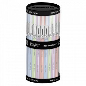 Ручка гелевая BRAUBERG "GEL ONE PASTEL", ЧЕРНАЯ, корпус ассорти, узел 0,5 мм, линия 0,35 мм, 144039