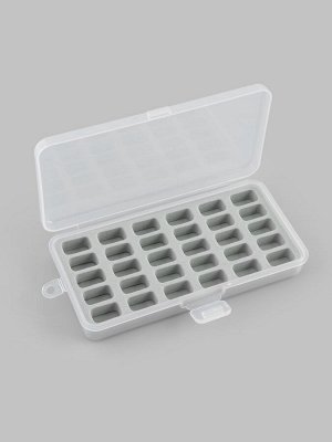 Органайзер для ниток, 18x9.5x3 см, на 30 шпулек, 2.1x1.2x1.1 см, серый, прозрачный
