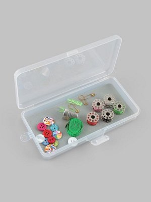 Органайзер для ниток, 18x9.5x3 см, на 30 шпулек, 2.1x1.2x1.1 см, серый, прозрачный