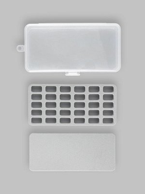 Органайзер для ниток, 18x9.5x3 см, на 30 шпулек, 2.1x1.2x1.1 см, серый, прозрачный