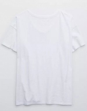 Aerie Distressed Basic V-Neck Boyfriend T-Shirt