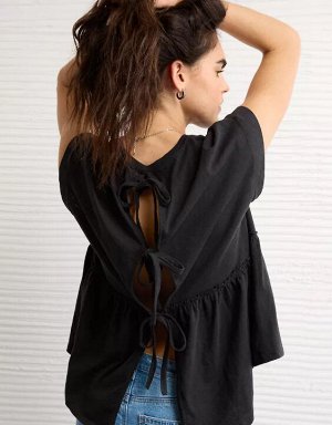 AE Sunchaser Knit Tie Back Babydoll T-Shirt