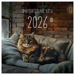 Календарь настенный перекидной на скрепке, 290*290 мм 12л. BG &quot;&quot;Коты&quot;&quot;, 2026г.