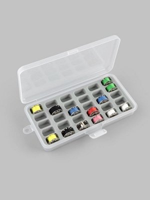 Органайзер для ниток, 18x9.5x3 см, на 30 шпулек, 2.1x1.2x1.1 см, серый, прозрачный