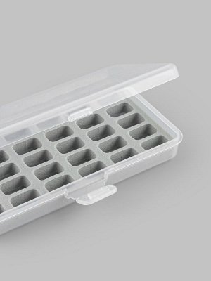 Органайзер для ниток, 18x9.5x3 см, на 30 шпулек, 2.1x1.2x1.1 см, серый, прозрачный