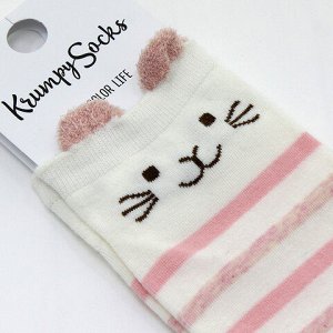 Короткие носки Котик в Розовую Полоску