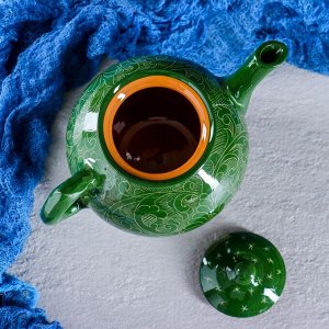 Чайник Риштанская Керамика "Узоры", 1000 мл, зелёный