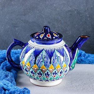 Чайник Риштанская Керамика "Узоры", 1000 мл, синий