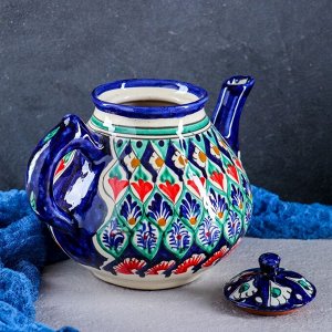 Чайник заварочный Риштанская Керамика «Узоры», 1.6 л, синий МИКС