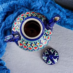 Чайник заварочный Риштанская Керамика «Узоры», 1.6 л, синий МИКС