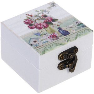 Шкатулка деревянная с зеркалом "МАРЦИПАН", ароматная вербена, 6.5*6.5*4.5см (в коробке)