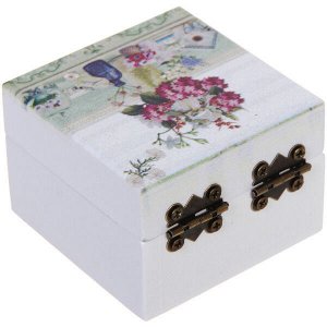 Шкатулка деревянная с зеркалом "МАРЦИПАН", ароматная вербена, 6.5*6.5*4.5см (в коробке)